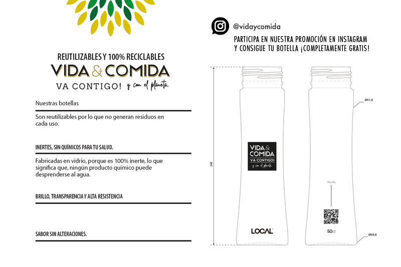 botella vidrio reutilizable Vida&Comida Instagram
