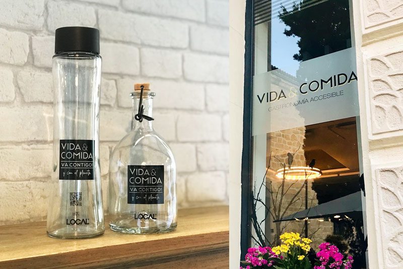 botella vidrio reutilizable Vida&Comida promoción